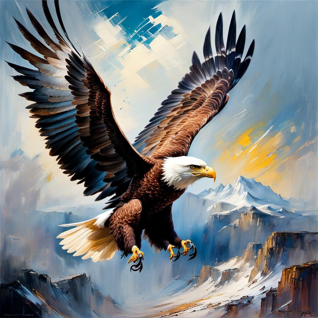 Surreal Eagle Soaring: Abstract Matte Painting