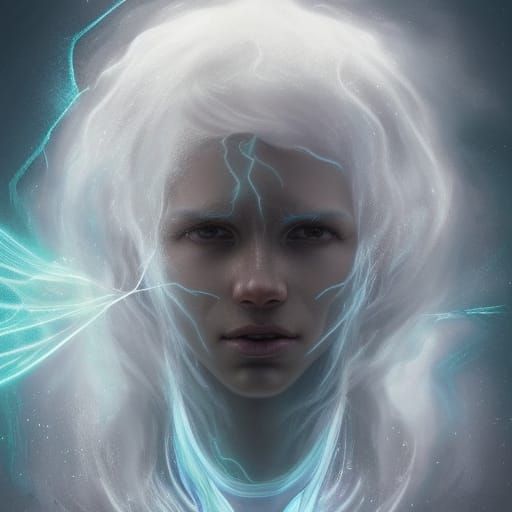 Ghostly Figure on Stormy Sea: Digital Art