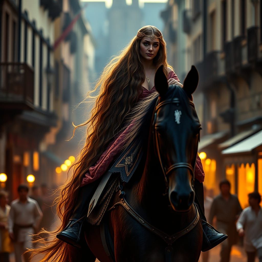 Medieval Goddess Rides into Legend in Cinematic Realism Styl...