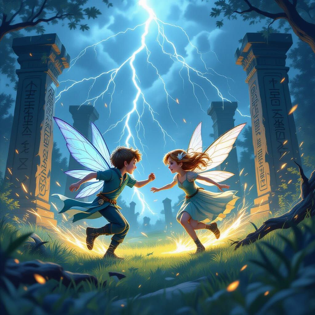 Fairy Couple Races Through Mystical Storm