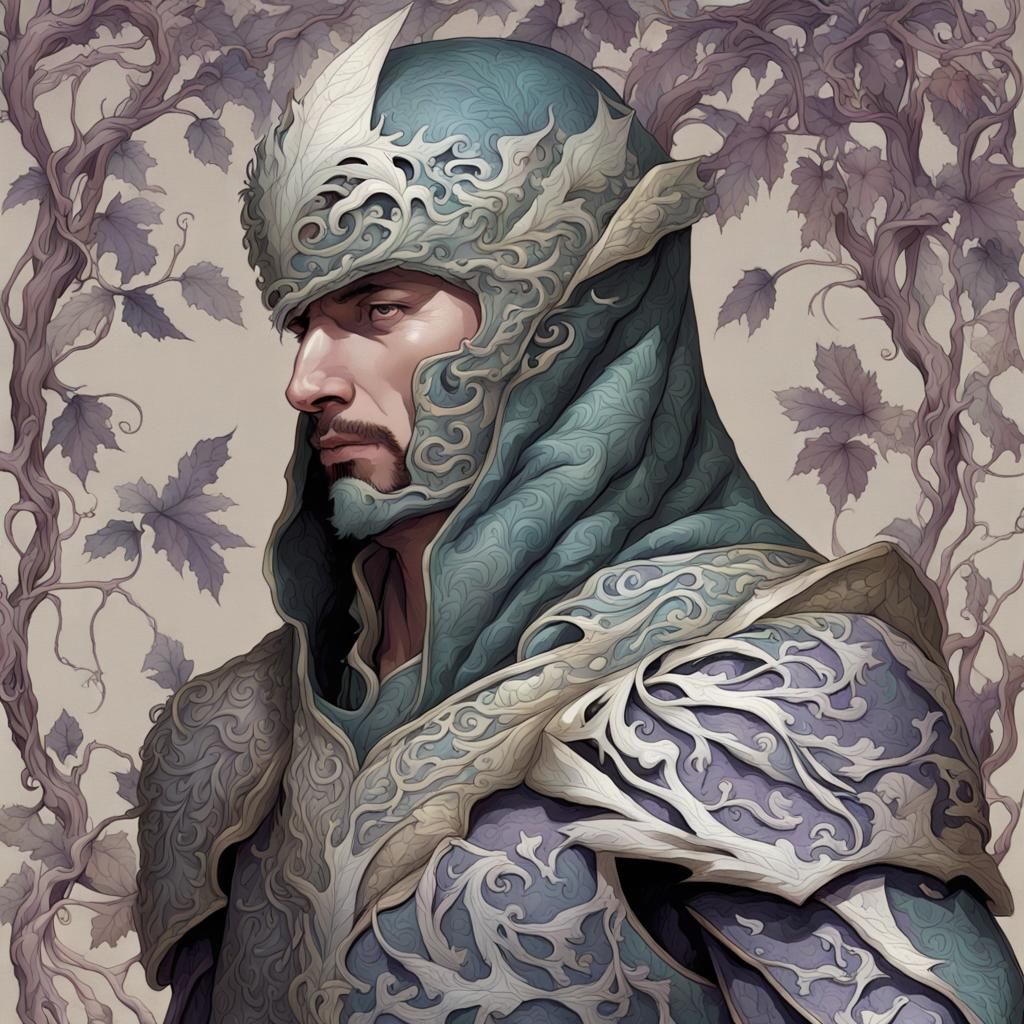 Vine Armor for Fantasy Warrior: Detailed Matte Painting