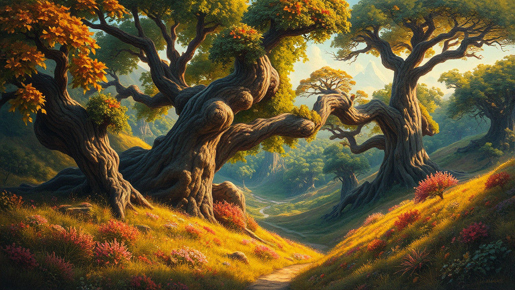 Dreamlike Landscape in Oil Painting Style