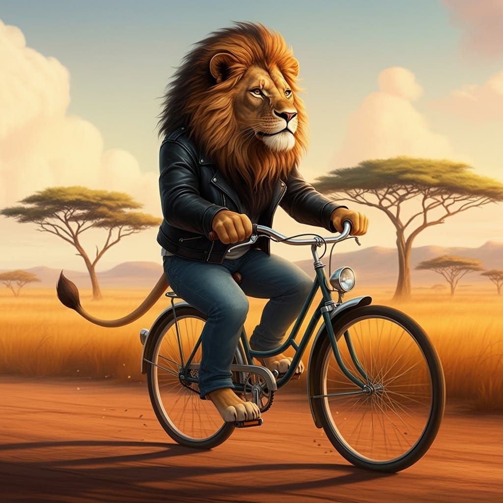 A Lion Rides a Bicycle