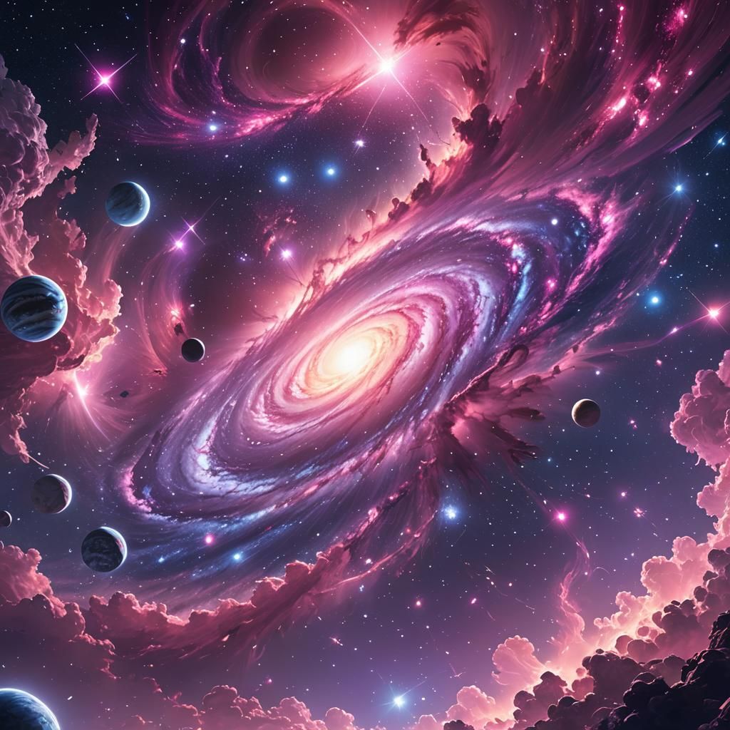 Colorful Galaxy of Stars: 3D Anime Art