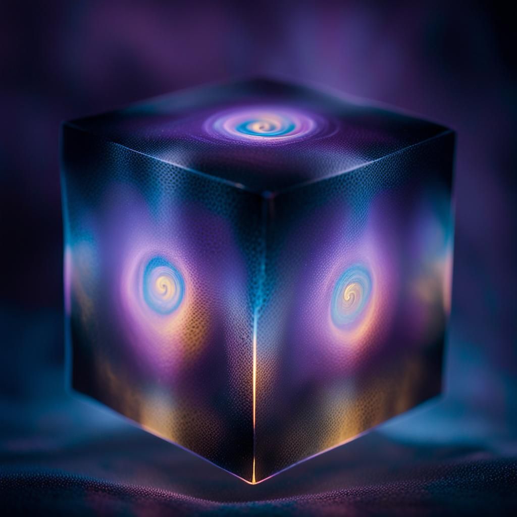 Iridescent Cube in Dreamlike Surrealist Style