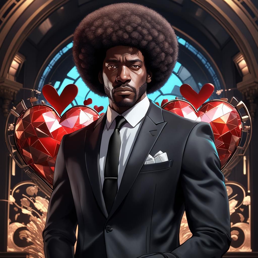 Black Man in Suit with Broken Hearts Portrait