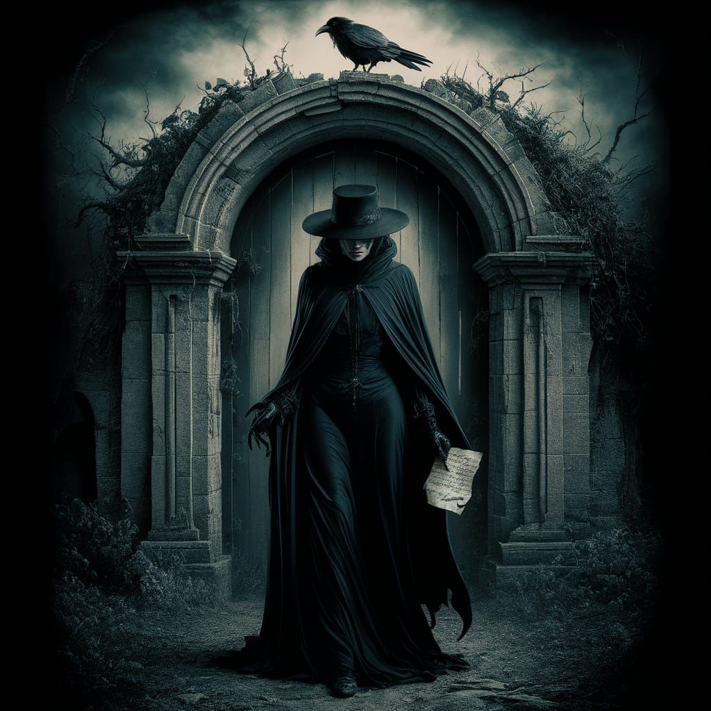 Gothic Horror: Solitary Figure at Decaying Archway