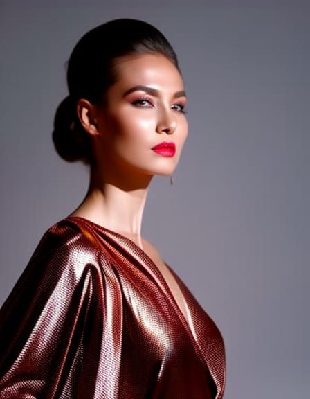 Bare Woman in Transparent Robe: Hyperdetailed Portrait