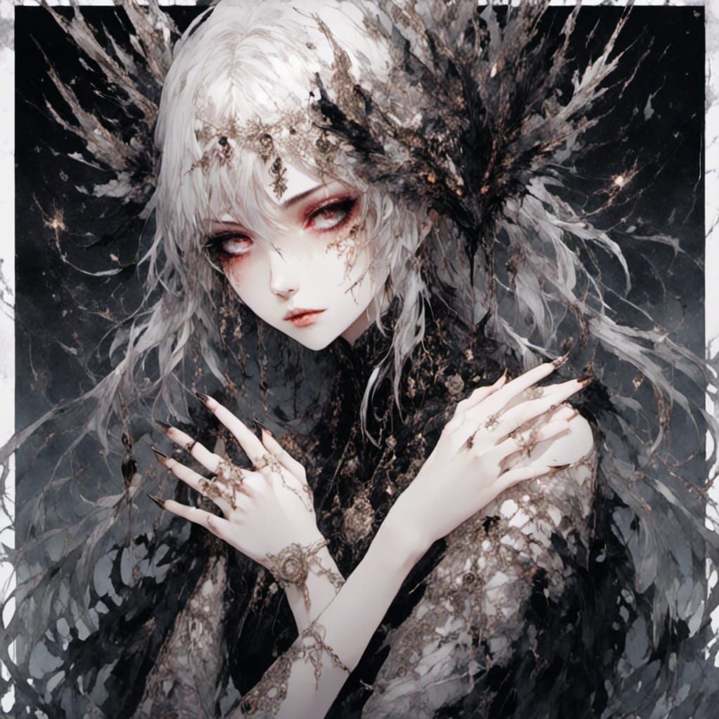 Girl Holds Hands with Darkness Personified