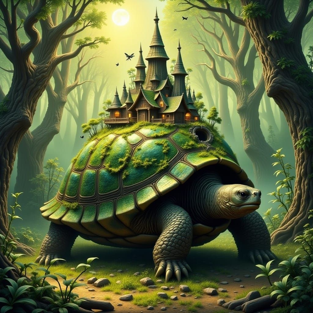 Mossy Turtle Village: A Fantasy Concept Art