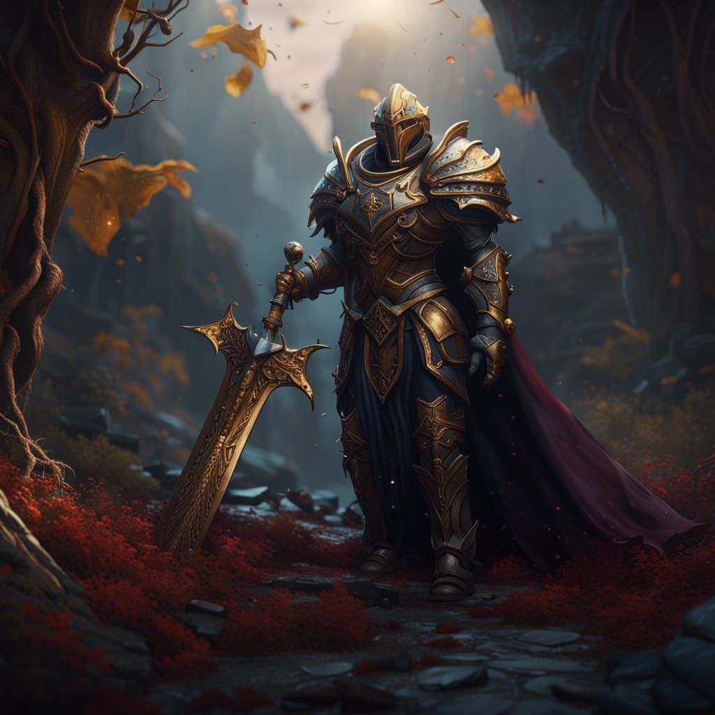 Fallen Paladin in Detailed Matte Painting Style