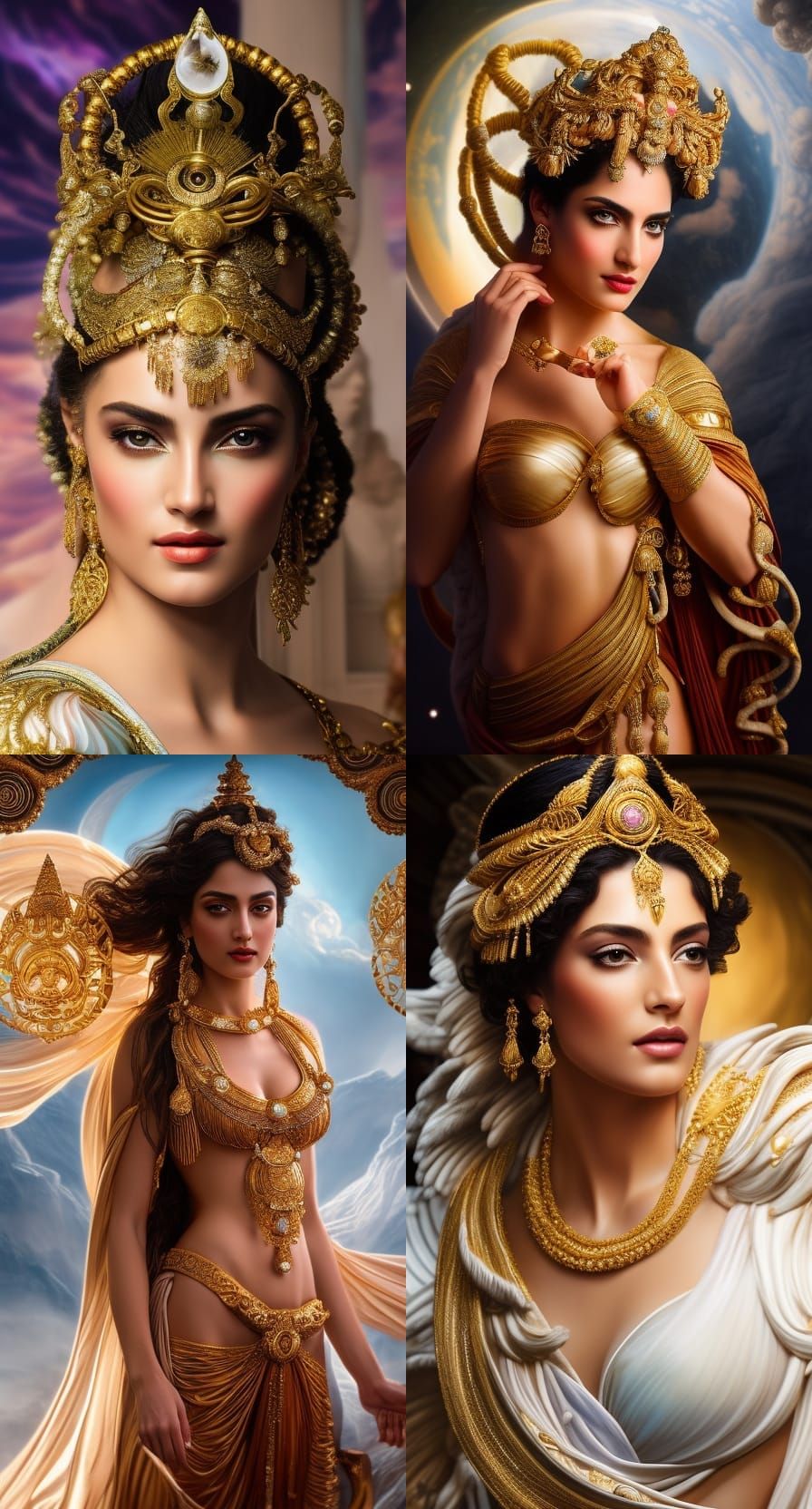 Greek Goddess Embraces Saturn in Rococo Stained Glass