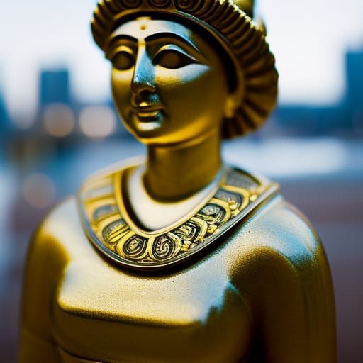 Golden Cleopatra Statue Portrait in 16K