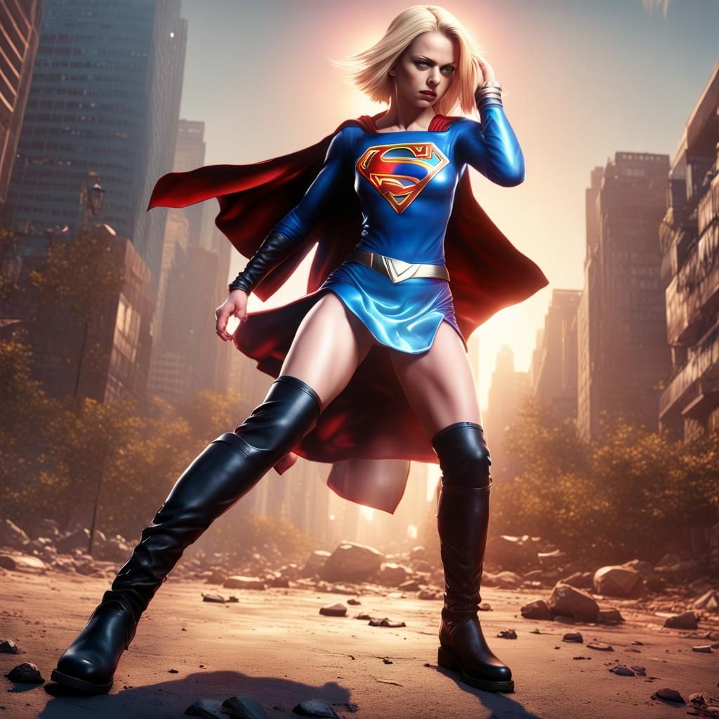 android 18 wearing a supergirl costume