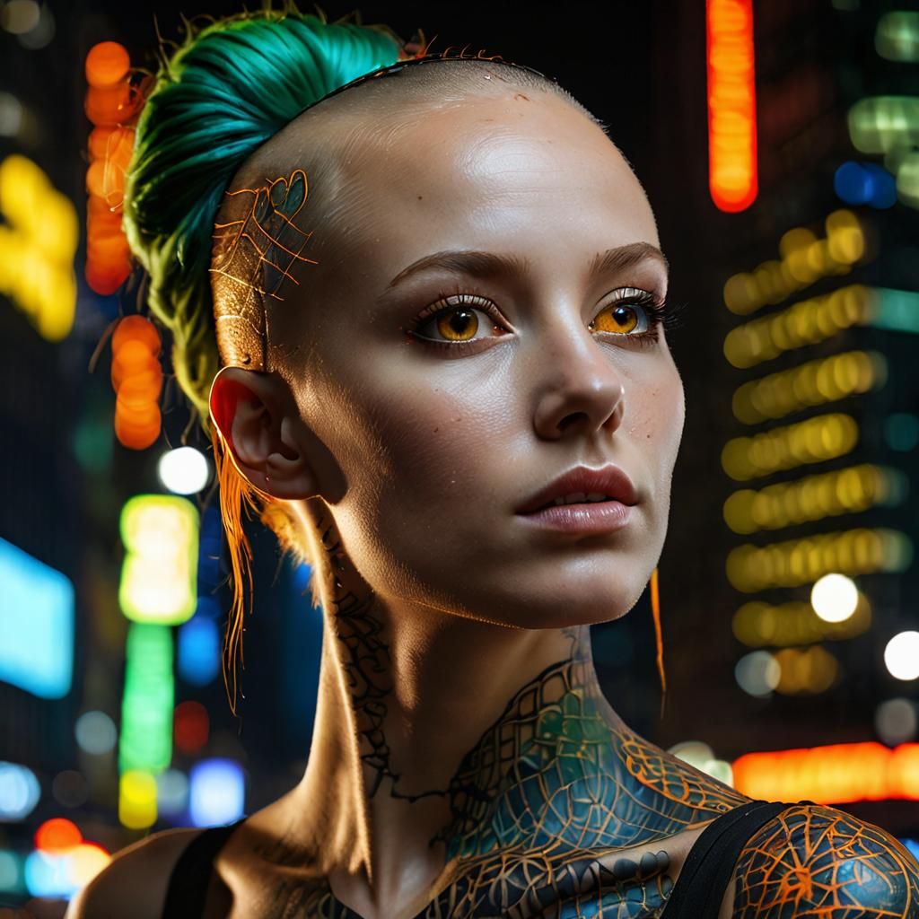 Bio-Luminescent Punk Portrait in Cyberpunk Style