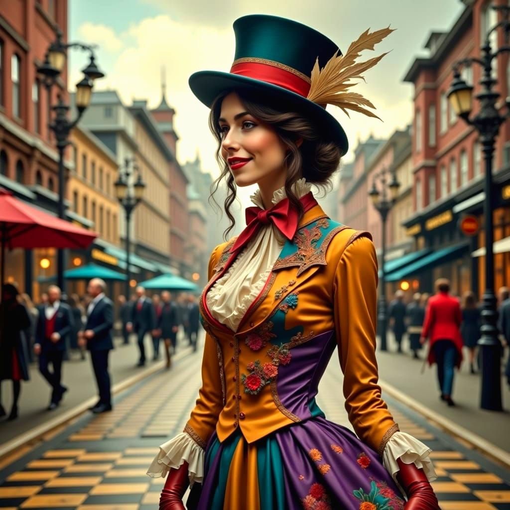Enchanting Victorian Siren in Top Hat and Tails