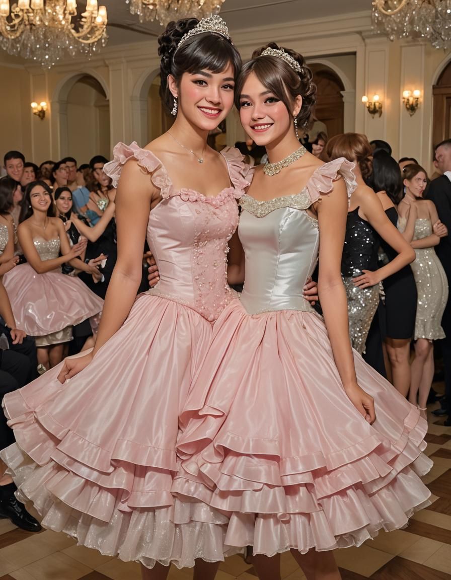 Muscular Tomboy Crossdressing in Quinceanera Minidress