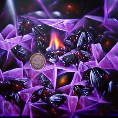 Purple Dark Energy Crystal Oil Painting