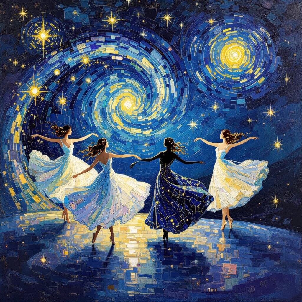 Celestial Stars Dancing Waltz in Ethereal Style