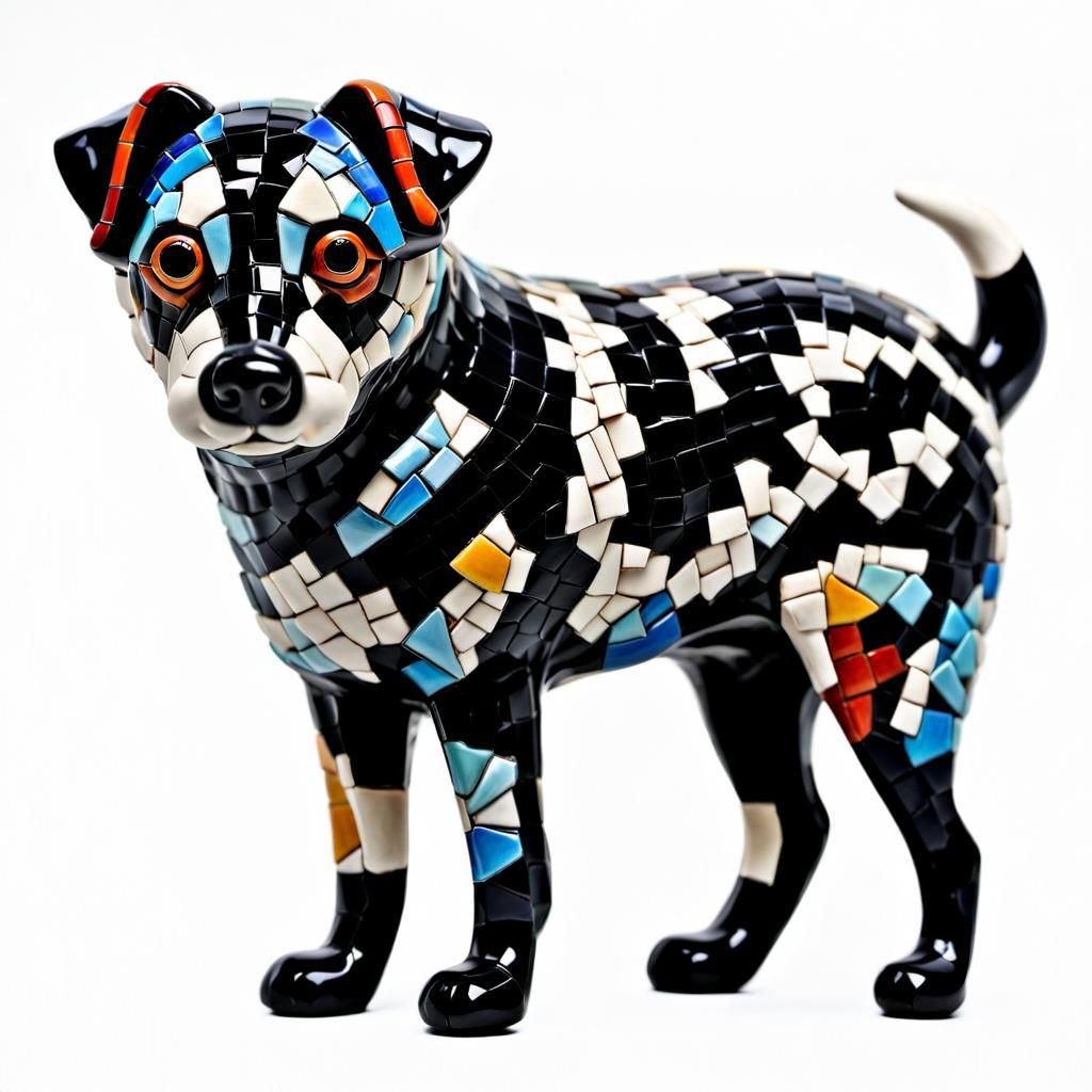 Colorful Ceramic Dog Sculpture in Traditional Style