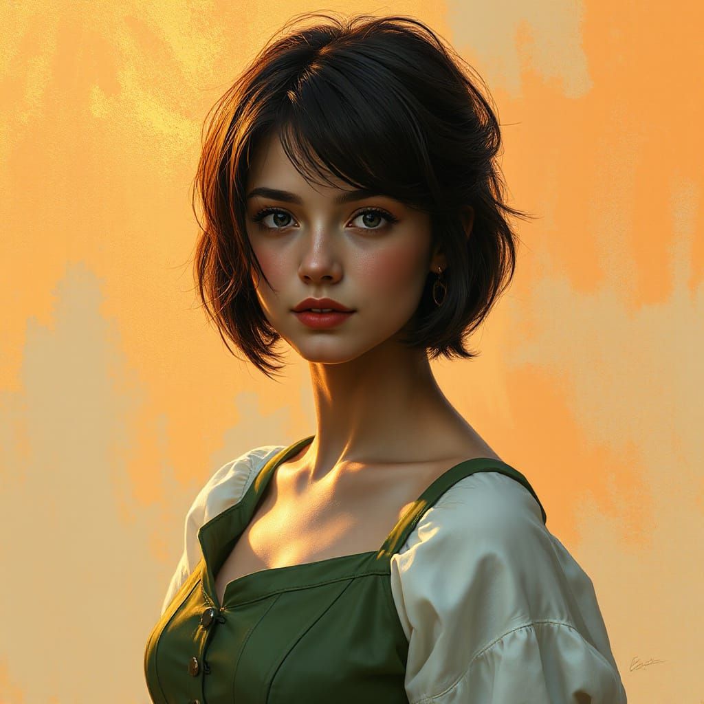 Intimate Portrait in Golden Age Illustration Style