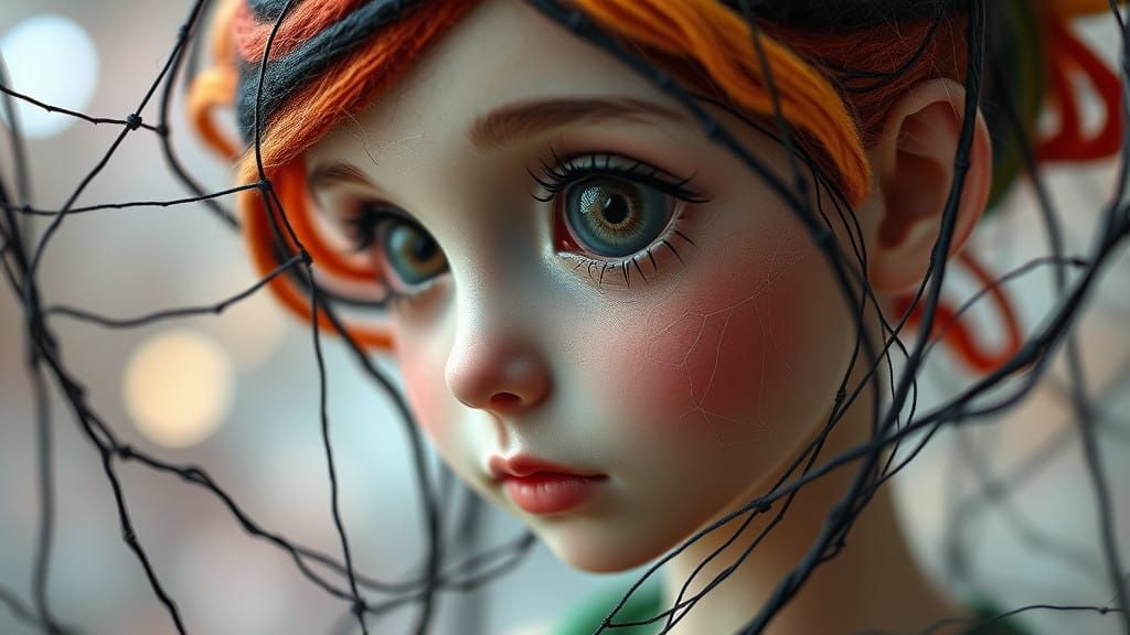 Colorful Felted Wool Art with Intricate Textures and Etherea...