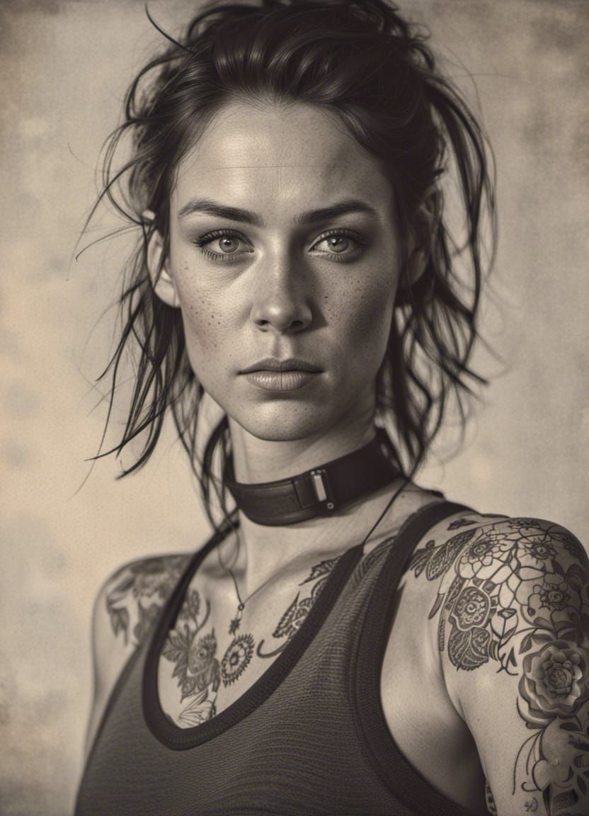 Realistic Portrait of a Woman with Freckles