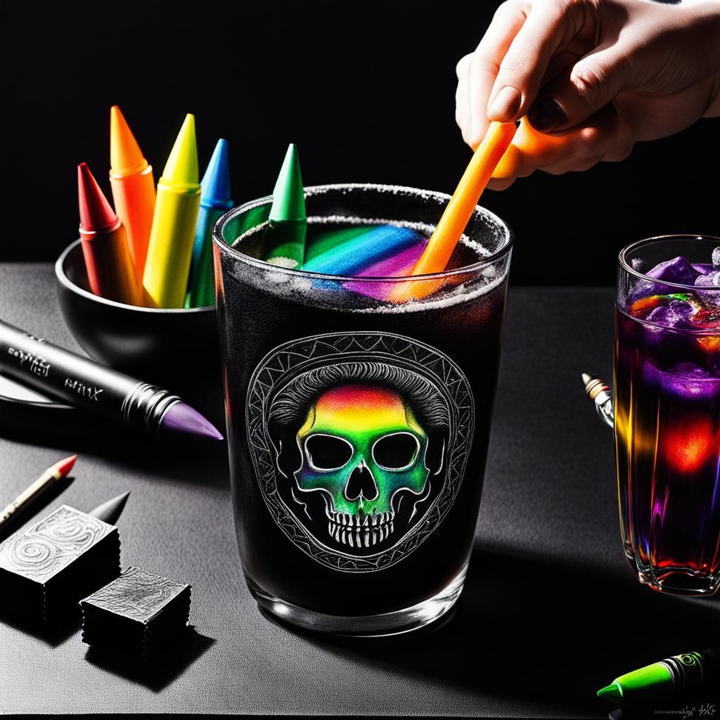 Goth Band: Surreal Crayon Drawing in Rayograph Style