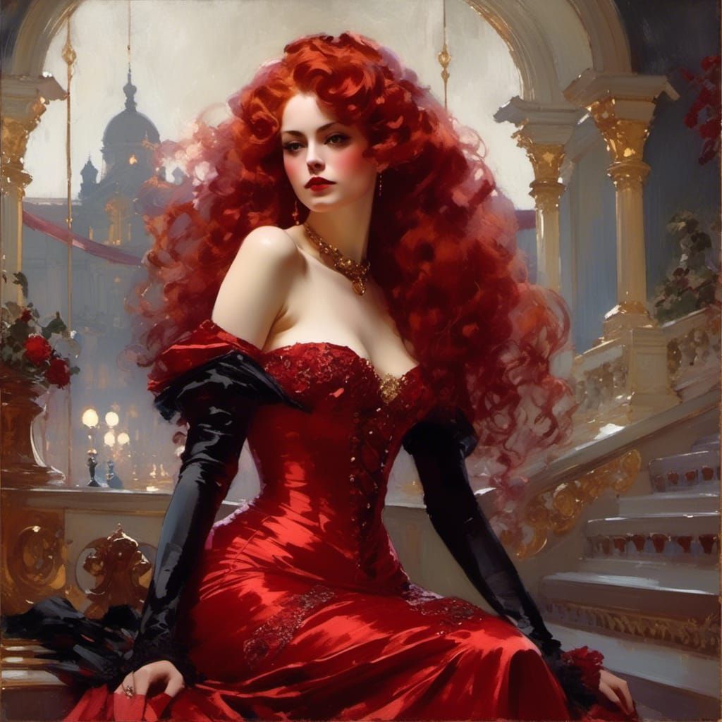 Victorian Vampire Mina Harker in Edward Cucuel Style