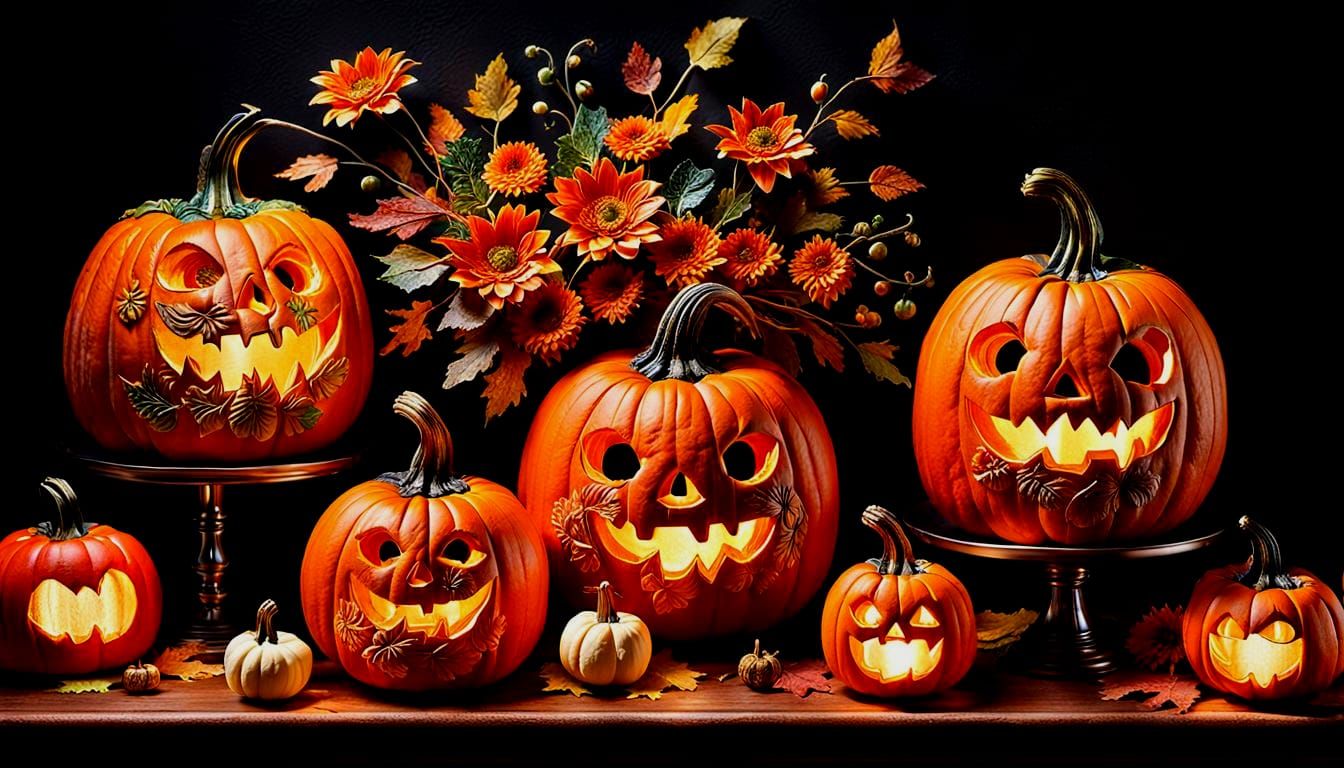 Enchanting 3D Floral Pumpkin Table Setting