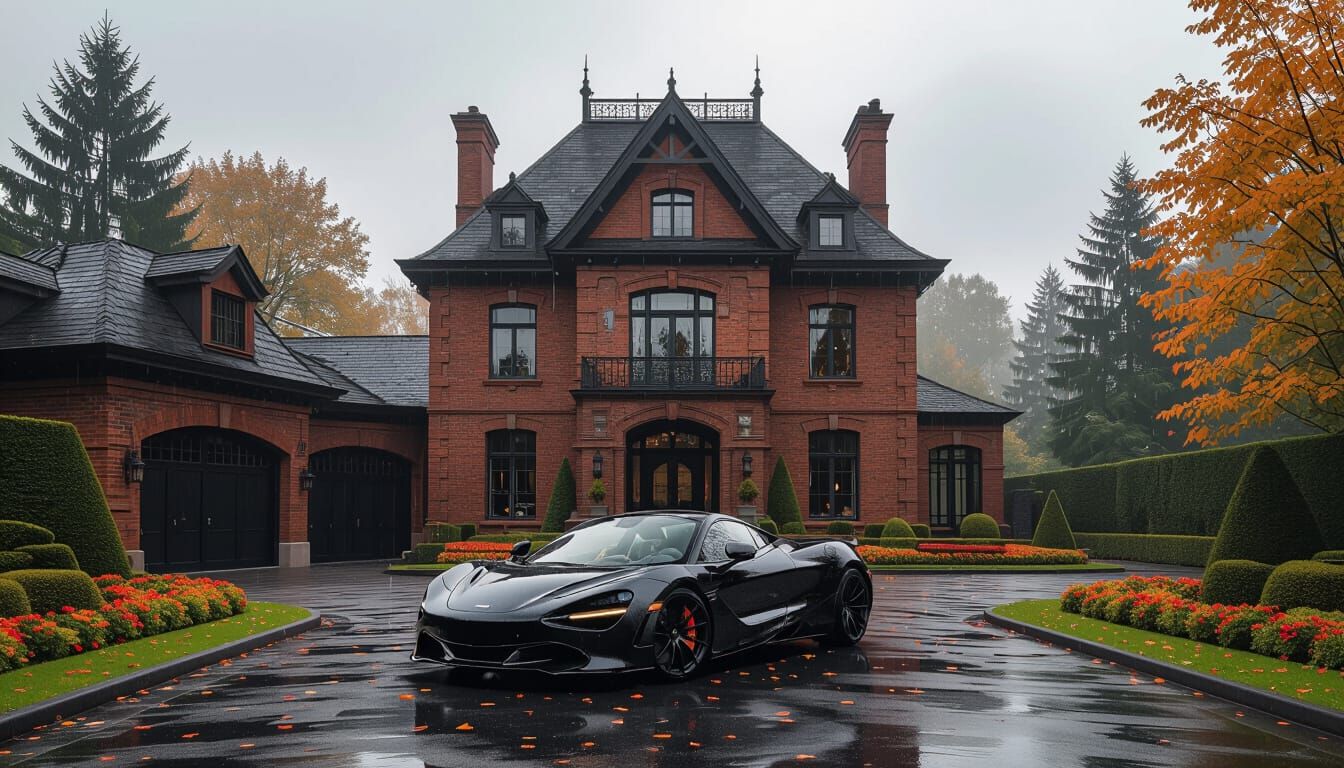 Victorian Chateau with McLaren in Misty Season