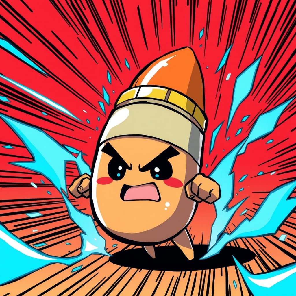 Anime Bullet Character with Electric Sparks