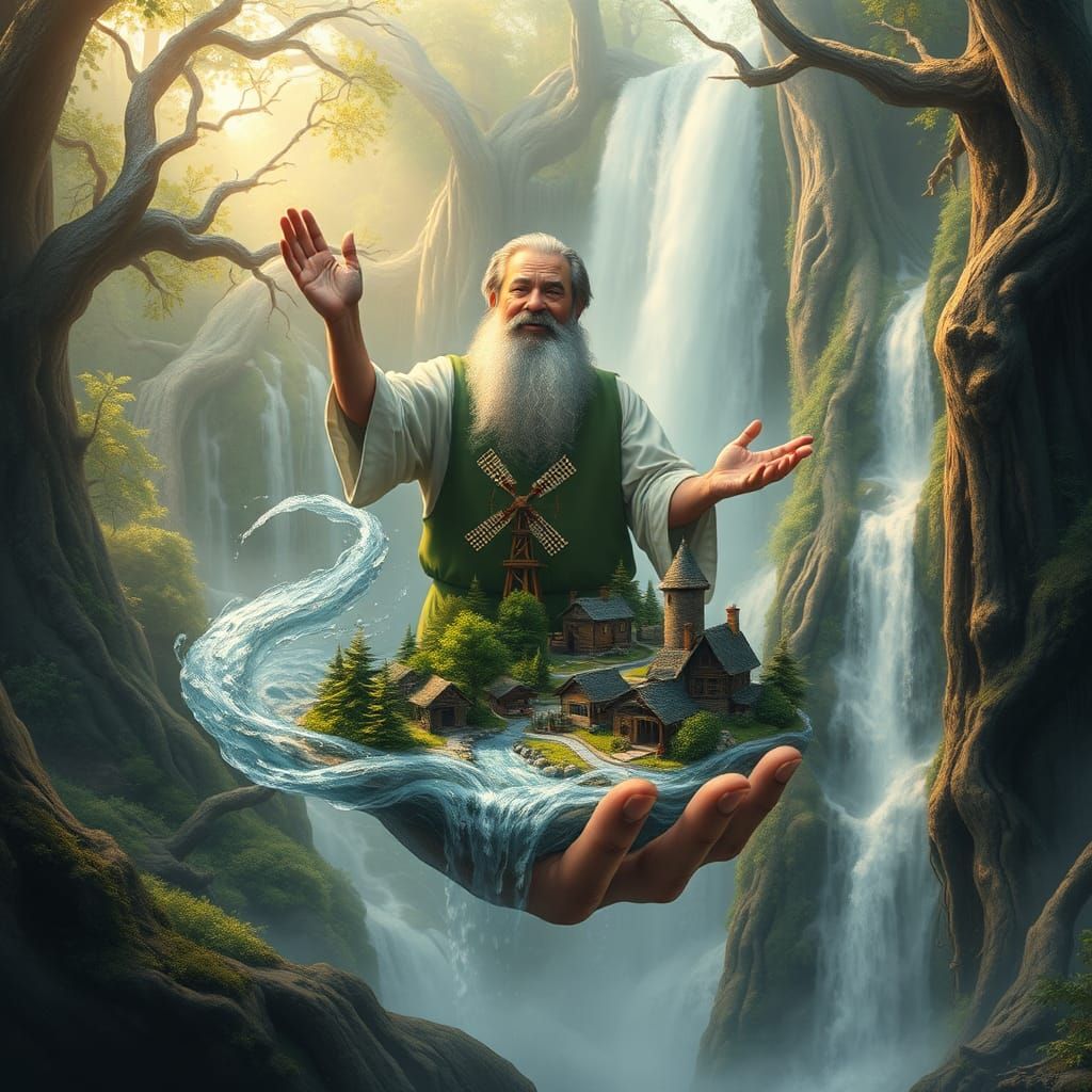 Enchanting Educator Holding Miniature Village