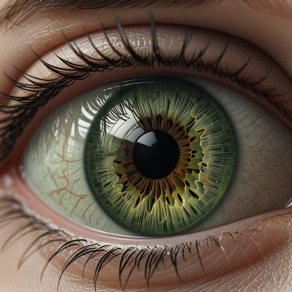 Extreme Close-Up of a Hyperrealistic Green Eye