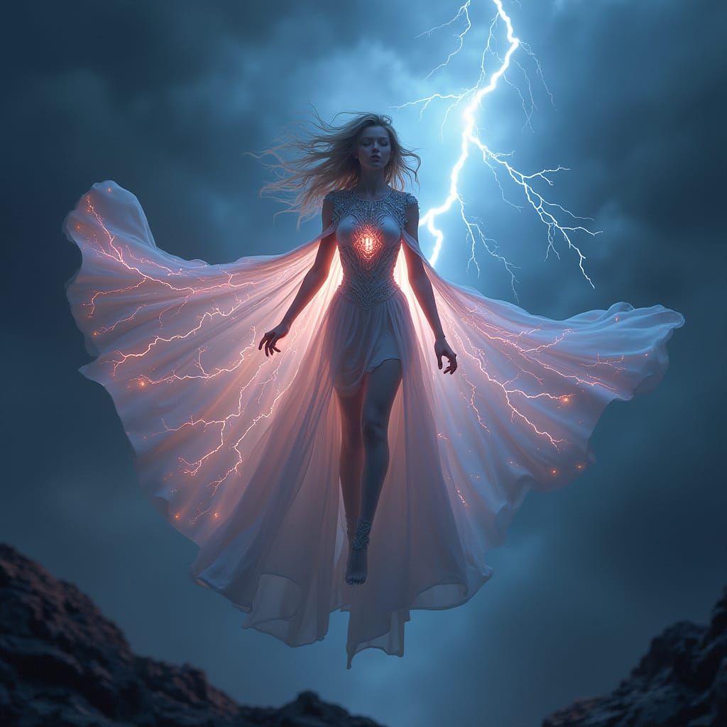 Storm Goddess in Lightning Gown