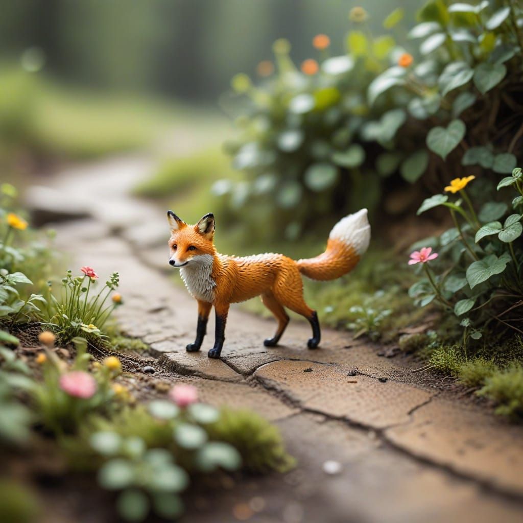 Adorable Miniature Whimsical Foxtrot in Tilt-Shift