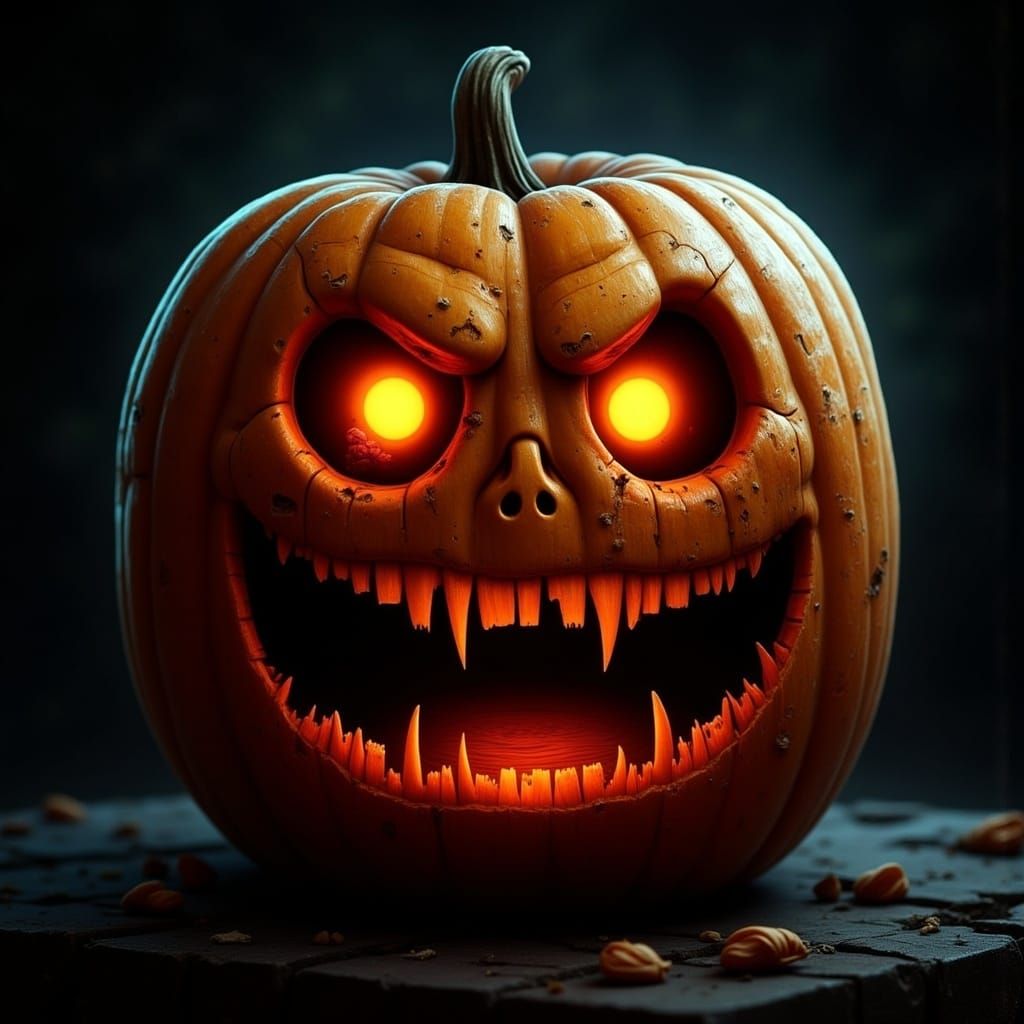 Eerie Halloween Pumpkin Digital Art