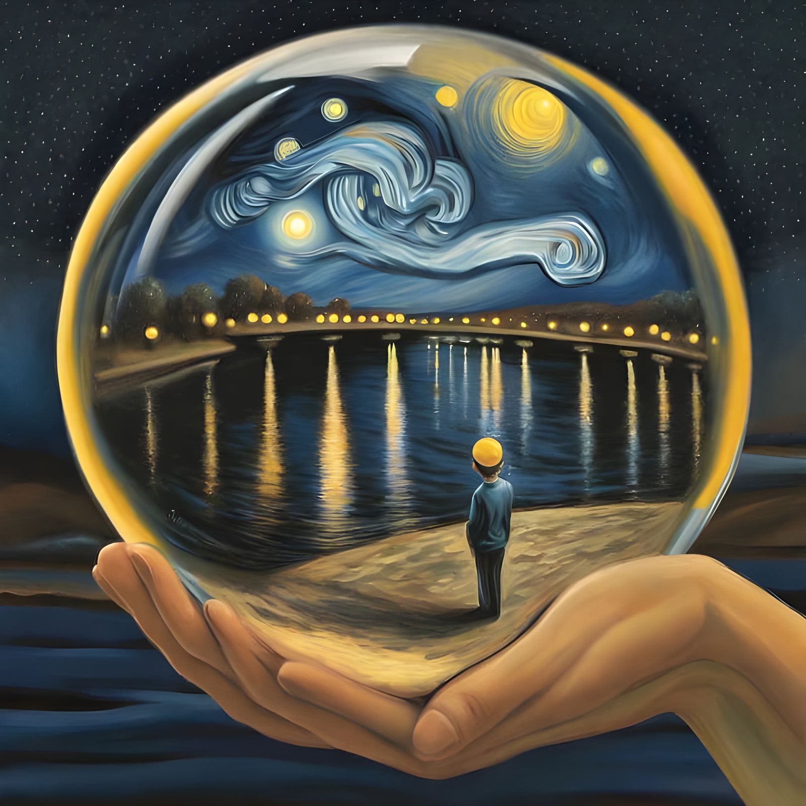 Crystal Ball Scene in Van Gogh Style