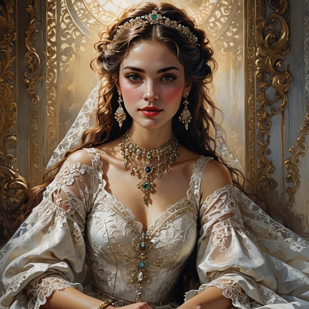 Enchanting Woman Portrait in Baroque Style