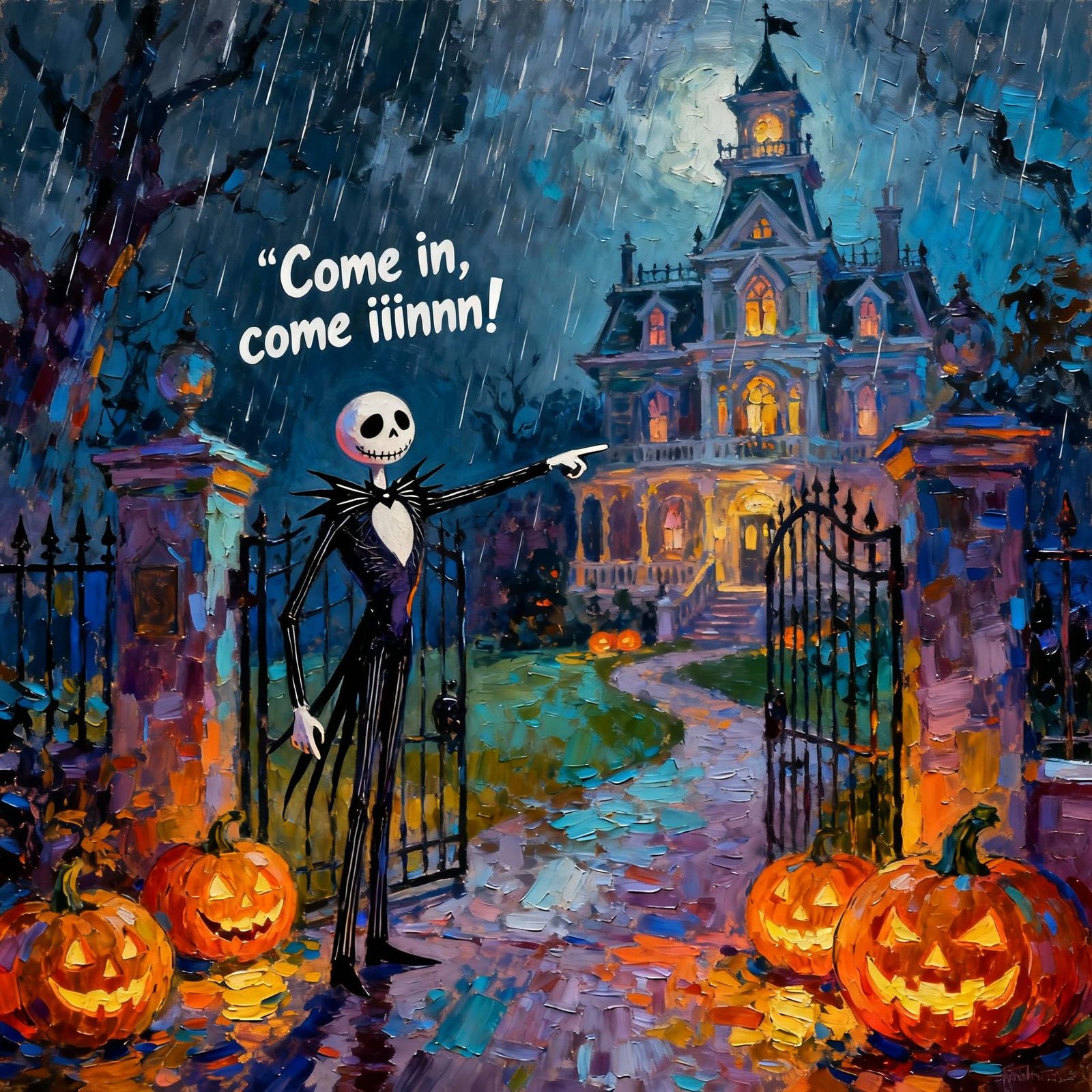 Jack Skellington Welcomes Guests to Haunted Mansion on Storm...
