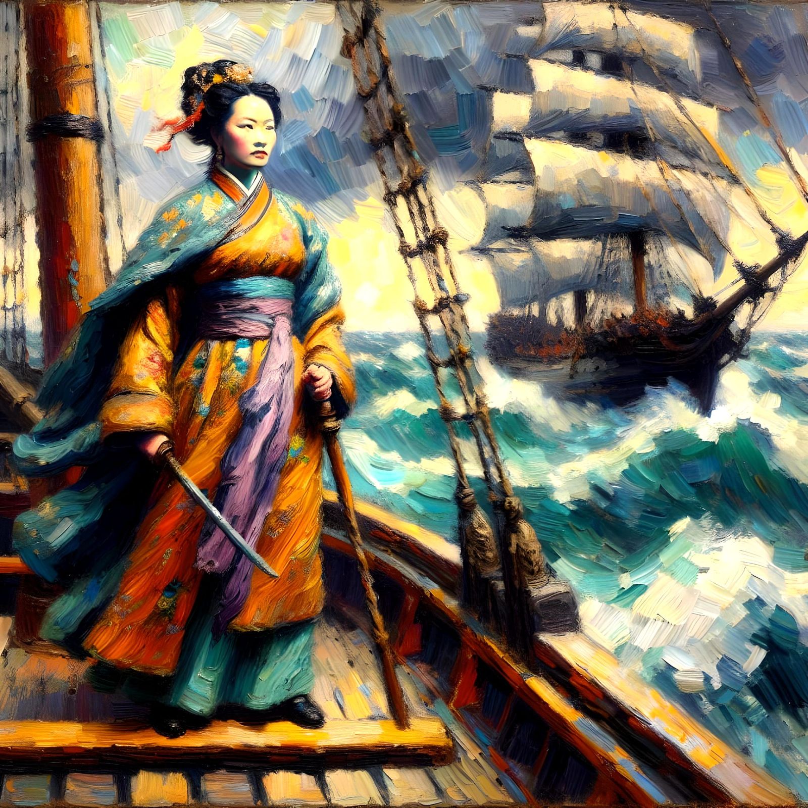 Ching Shih in Impressionist Oil Painting