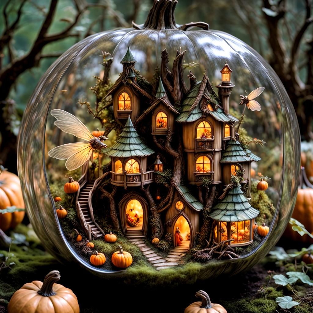 Enchanted Fairy Forest Inside Glass Pumpkin