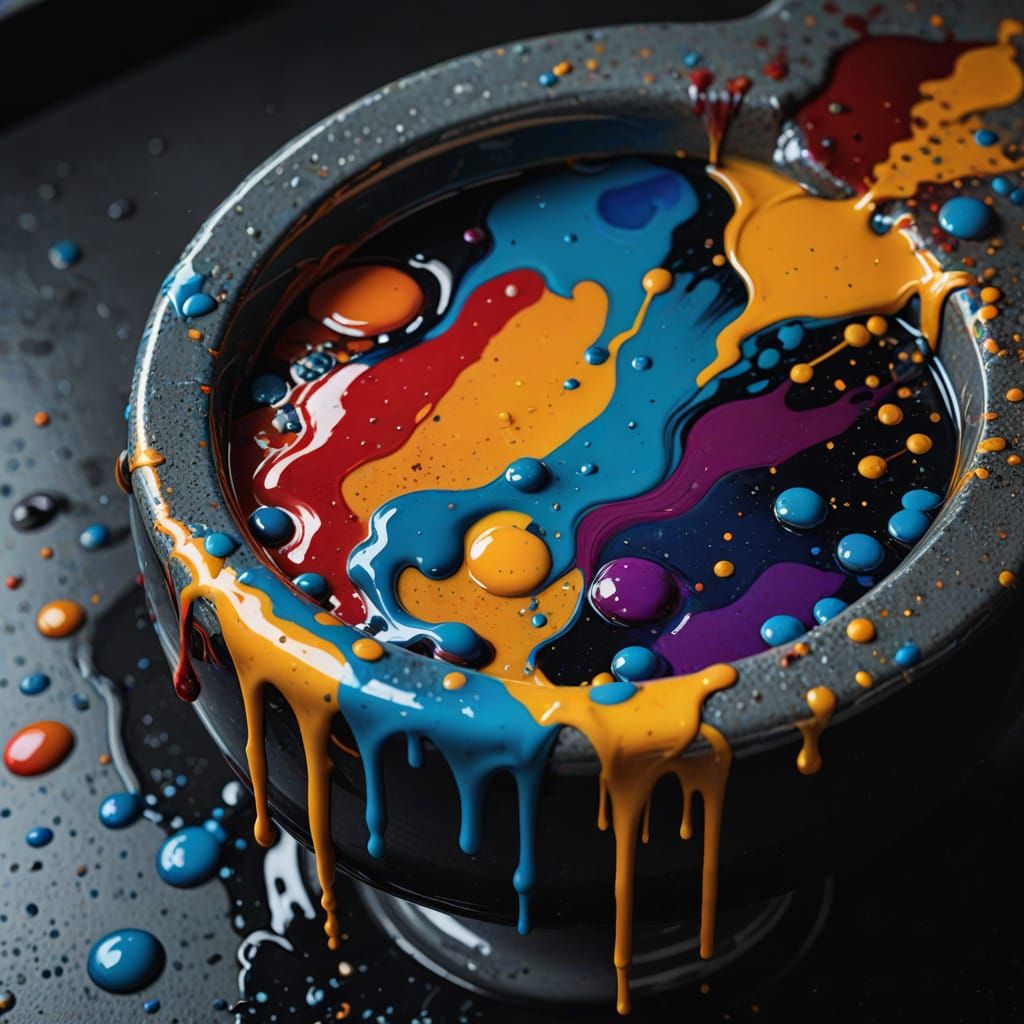 Hyperrealistic Toilet Bowl Paint Drips