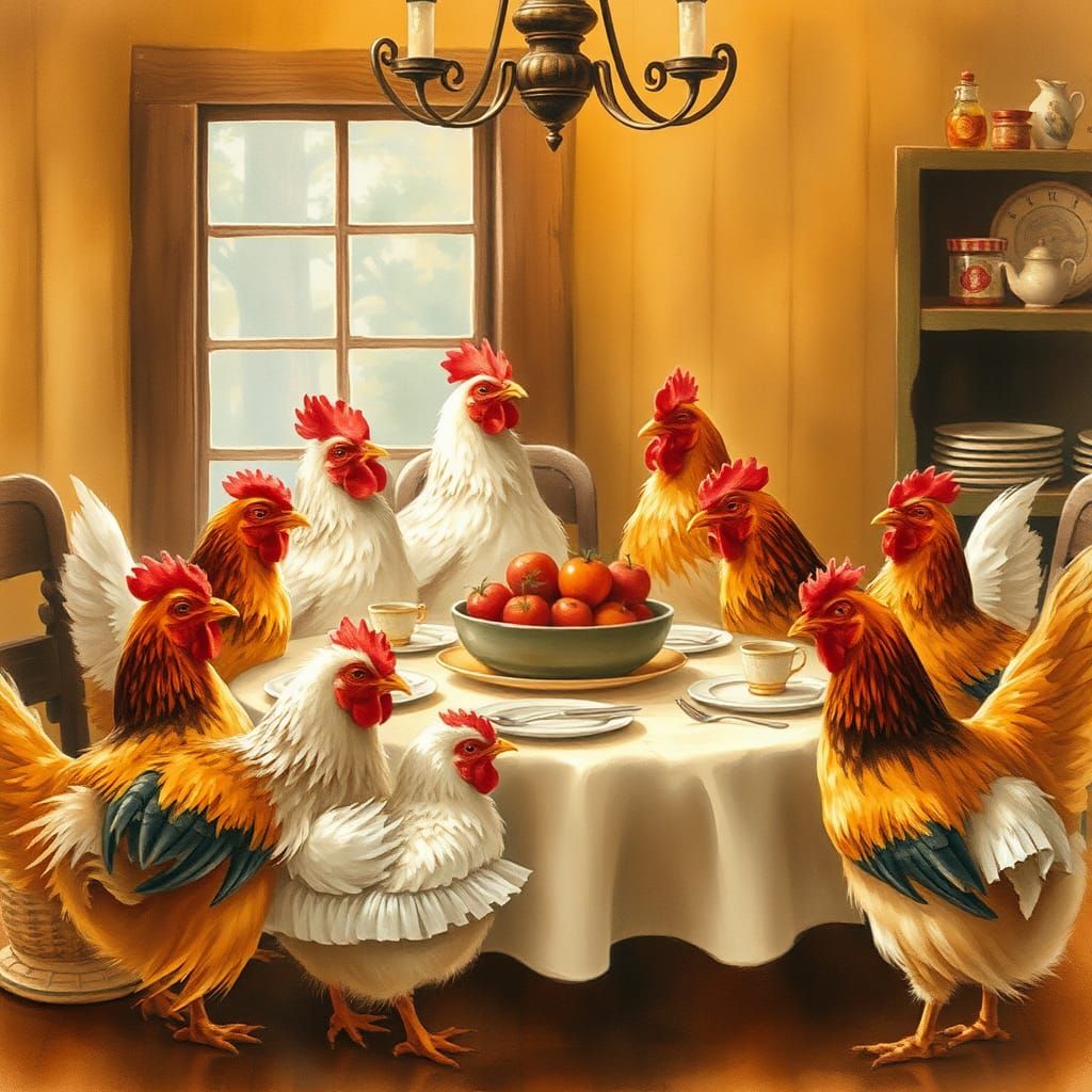 Thanksgiving Chickens in Vintage Nostalgic Style