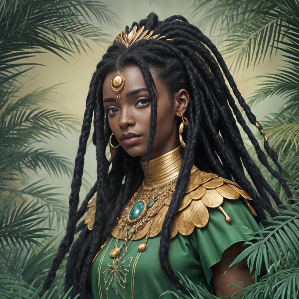 Fantasy Portrait of a Black African Druid Woman