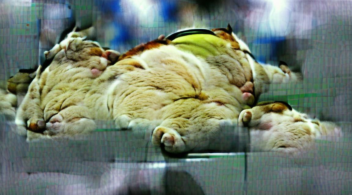 Contented Fat Cat Sleeping Peacefully