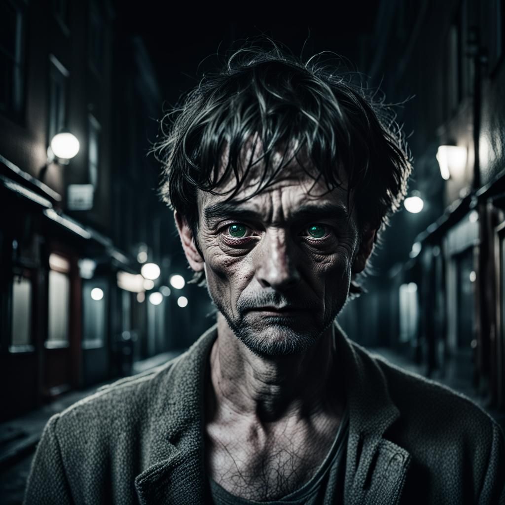 Intense Night Portrait in Gritty Street Photography Style