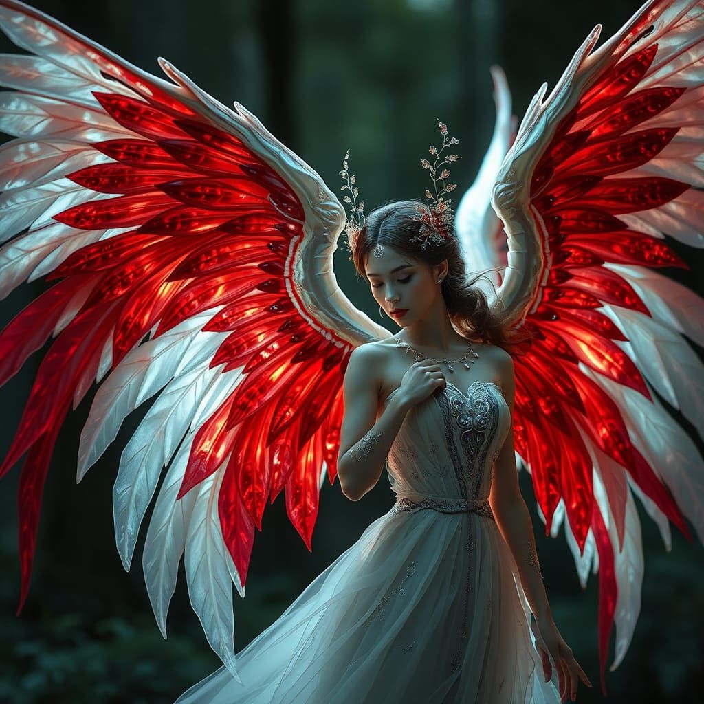 Elegant Fairy with Glass Wings in Mystical Realism