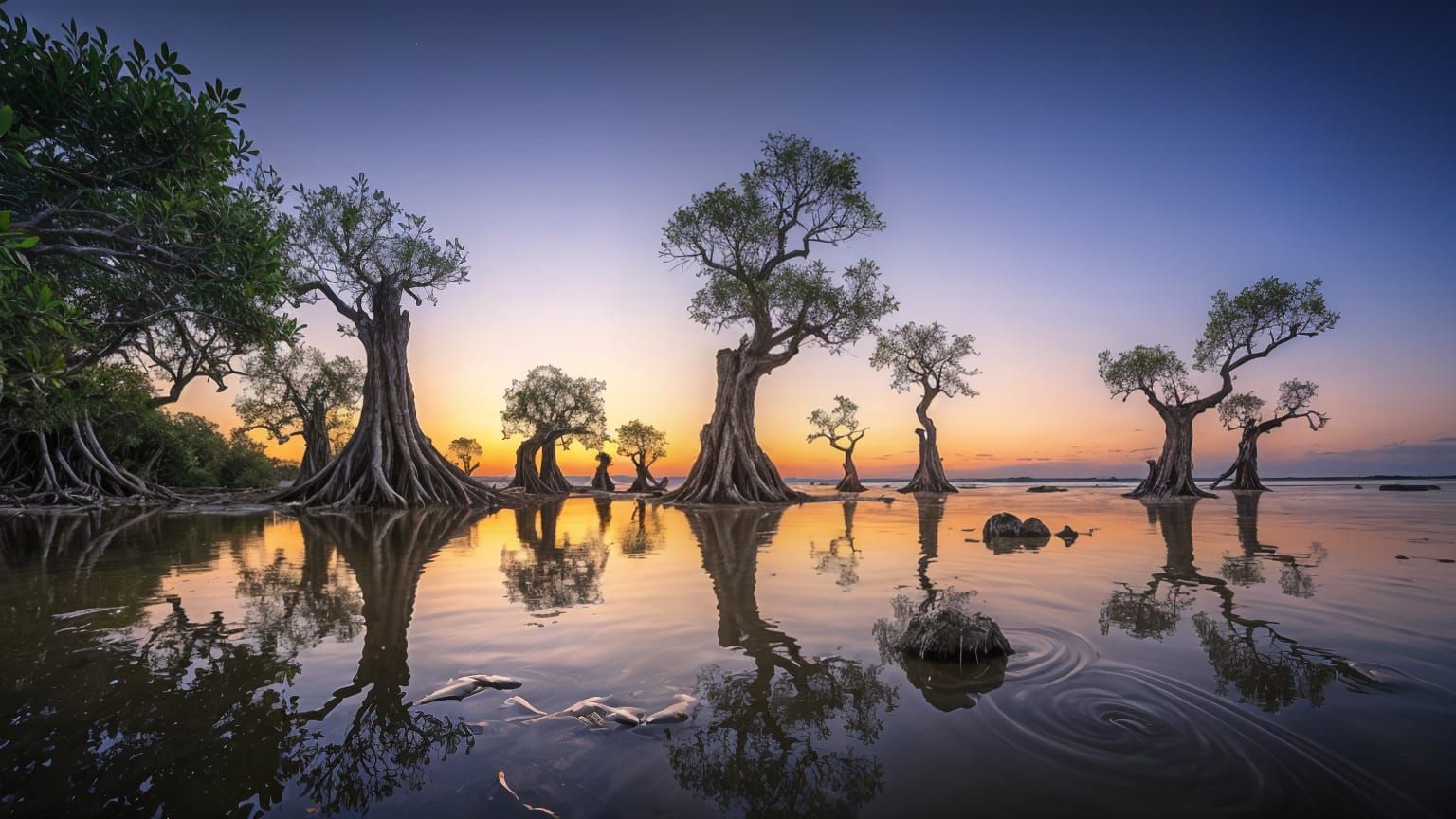 Vivid Mangroves at Dusk in HDR