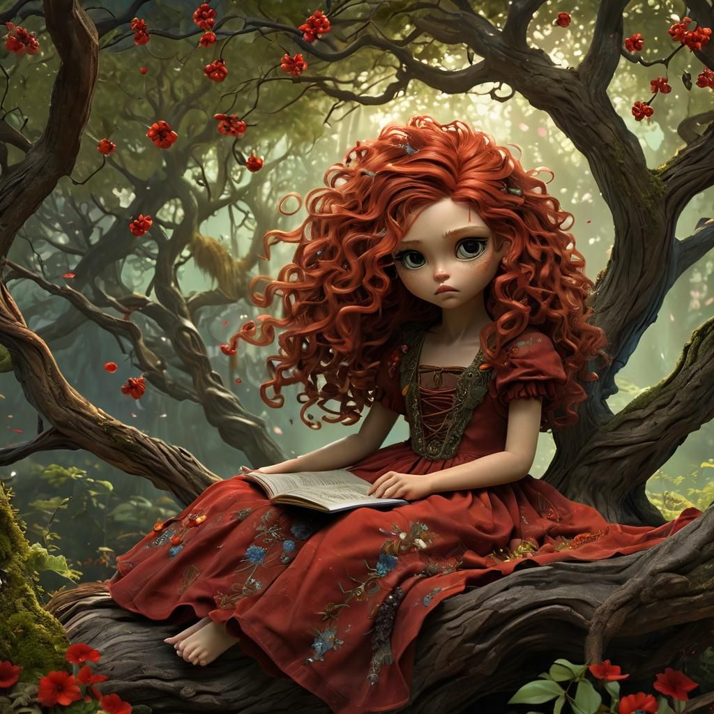 Whimsical Wookiee Girl Under Bioluminescent Tree